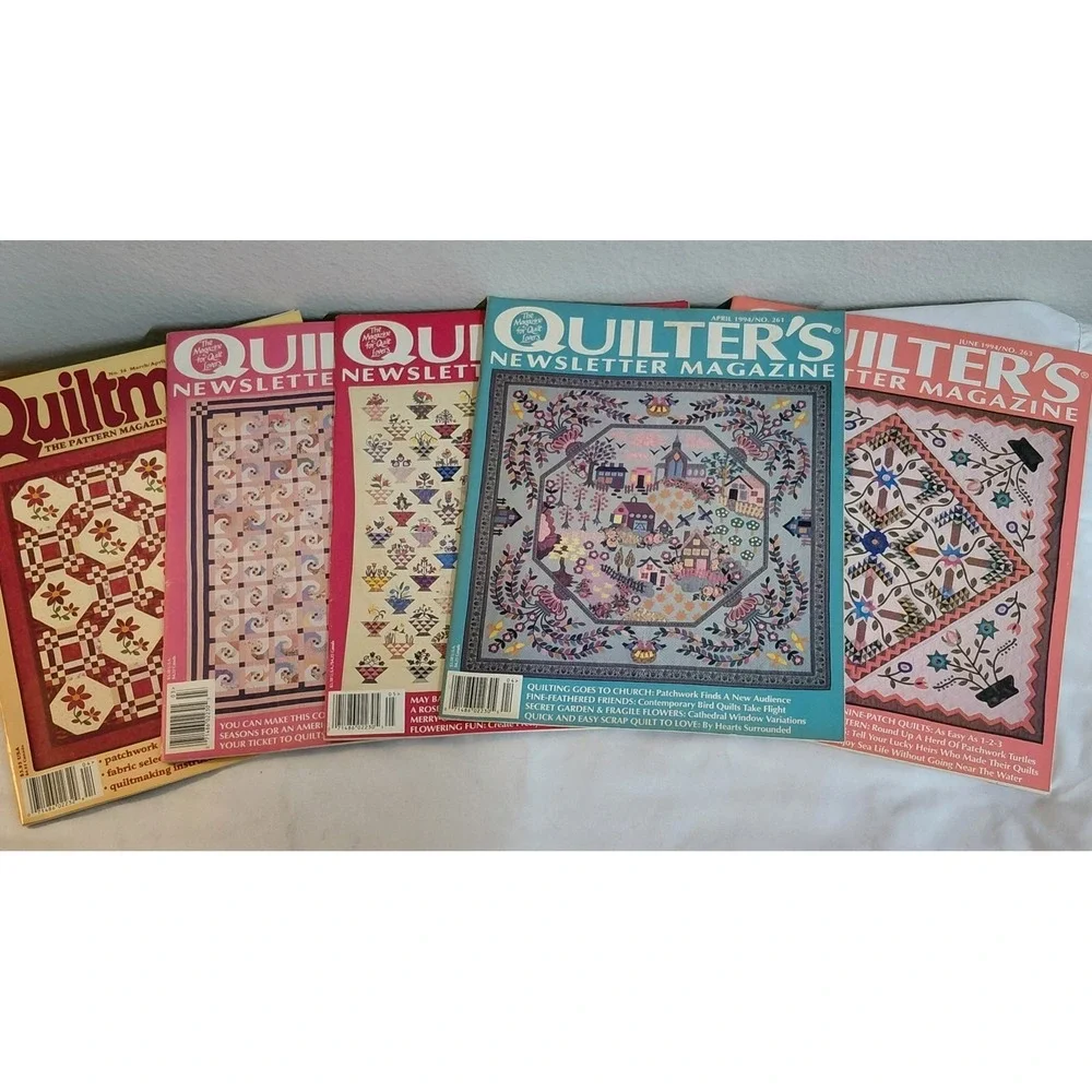 Lot of 5 Vintage Quilt Magazines Quiltmaker & Quilter's Newsletter 1994 Patterns